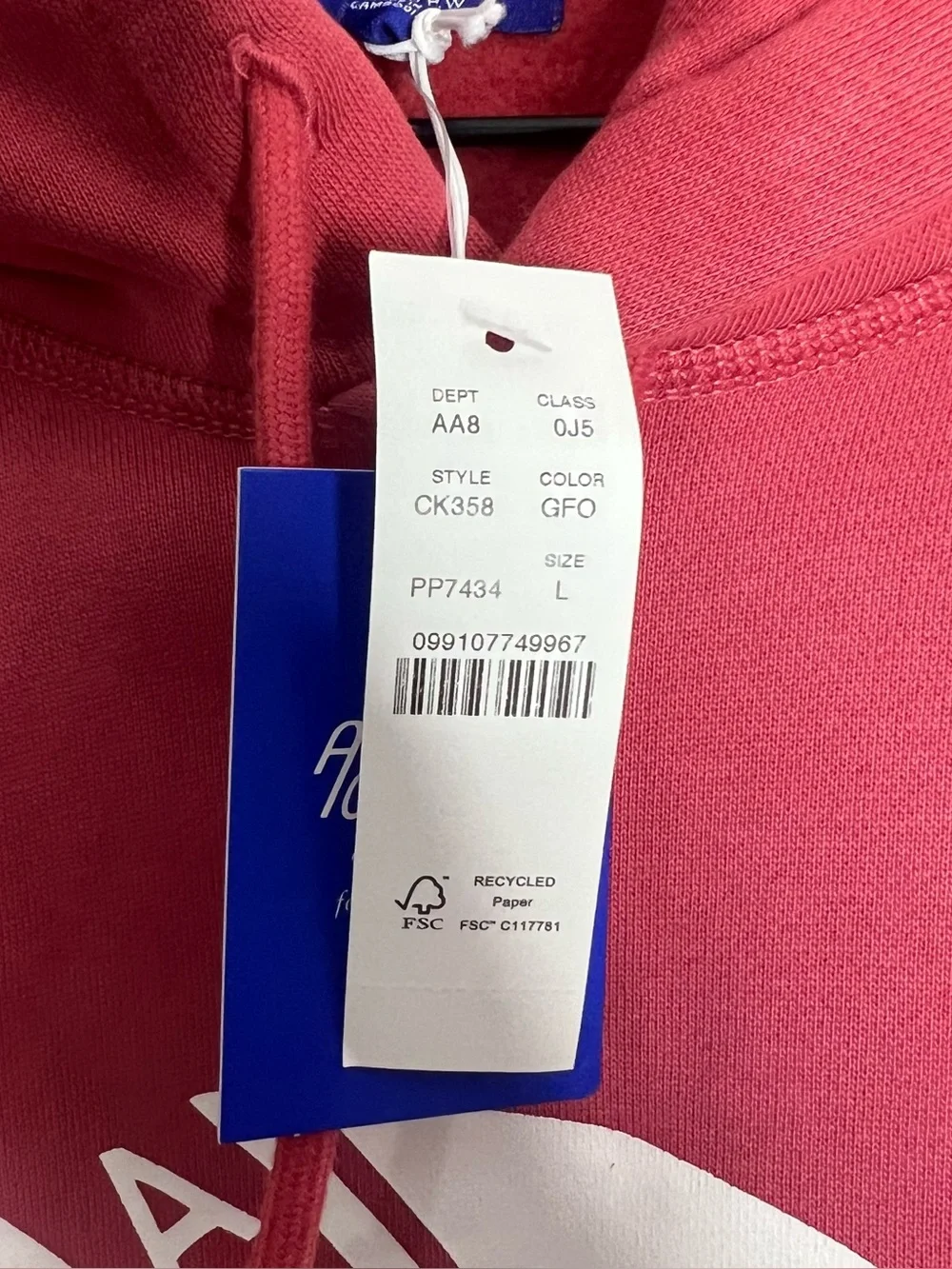 J. Crew x Atlantic Coastal Supplies ACS Graphic Fleece Hoodie Mens Large Red NWT